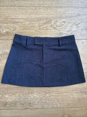 Motel Rocks Nadya Low Rise Mini Skirt in Navy Ink Blue BabyCord Corduroy